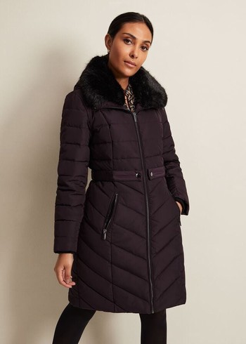 Phase Eight Petite Bobbie Burgundy Puffer Coats Burgundy Canada | CAMJBV-425